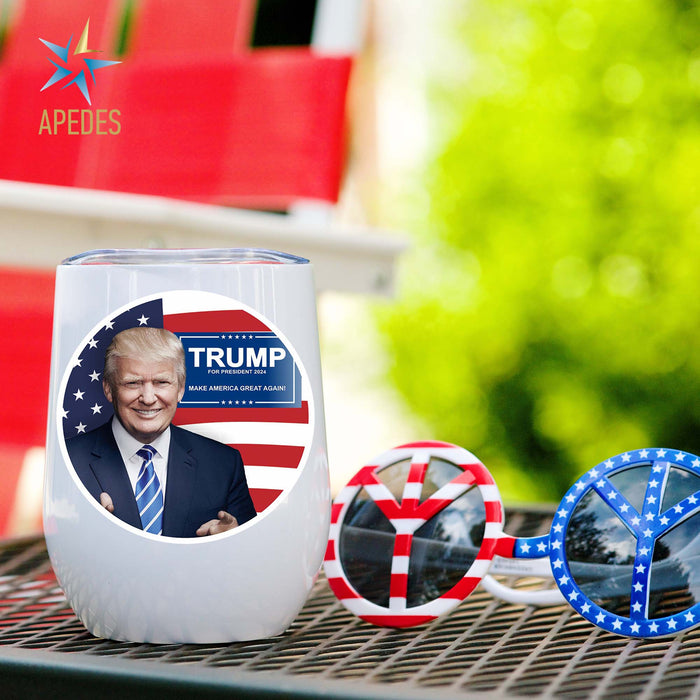 Donald Trump 2024 President USA Flag Stainless Steel Stemless Wine Cup —  Apedes Flags And Banners