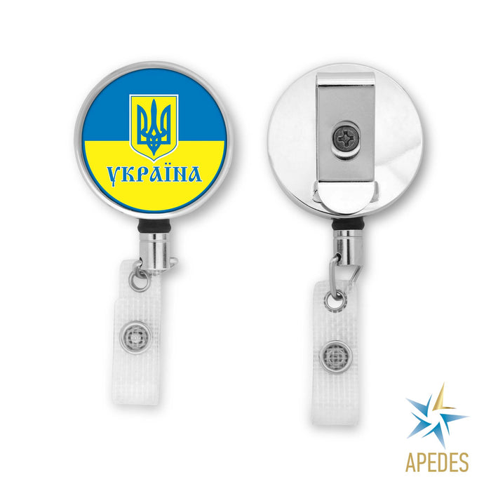 Ukraine Badge Reel Holder — Apedes Flags And Banners